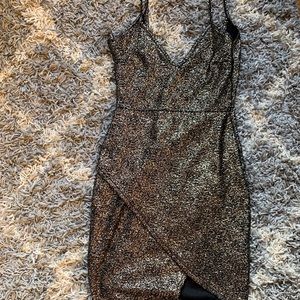 Gold glitter mini dress